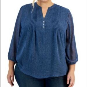 Tommy Hilfiger Navy Blouse with Button Detail